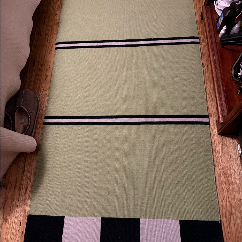 BJÖRKSNÄS Rug, flatwoven wool Green and Black Rug